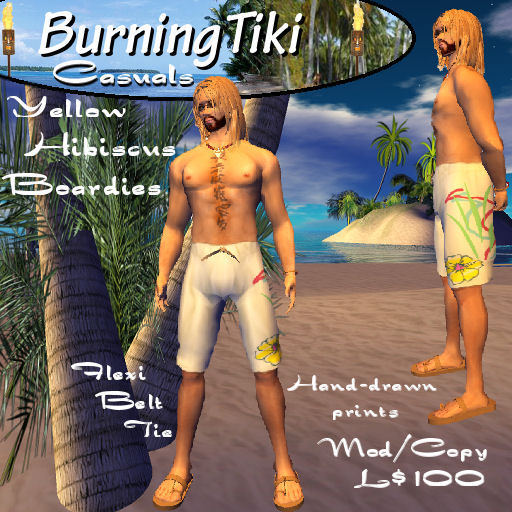Burning Tiki Yellow Hibiscus Boardies