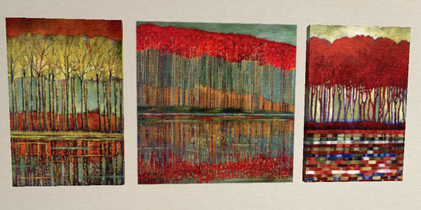 Three Abstract Landscape Stretched Canvas Painting 