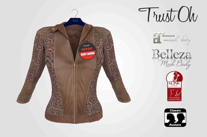 :: Trust Oh :: Lacework Leather Jacket FITMESH