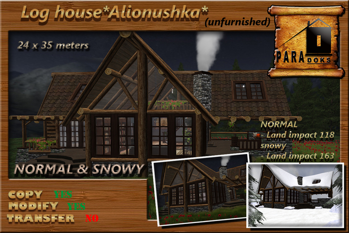 ..:::PD:::..Log house*Alionushka*(unfurnished)