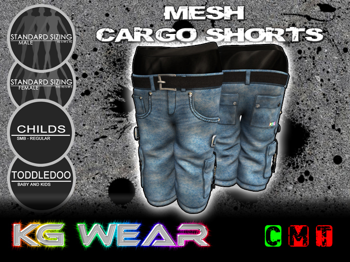 KG Blue Denim Cargo Shorts