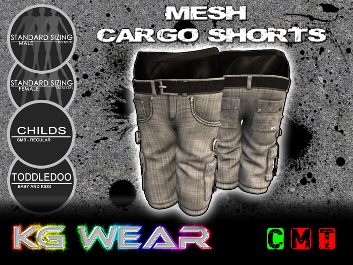 KG Dirty Grey Cargo Shorts