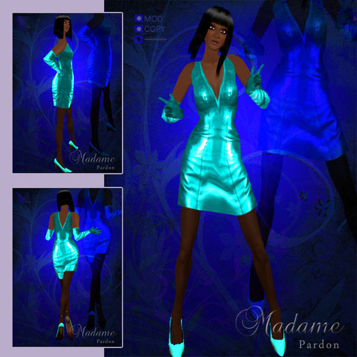 Madame Haute Couture - Pardon, leather dress - teal, turqoise