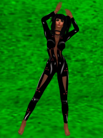 Latex-Suit Hearts Black (Including Omega-Applier)