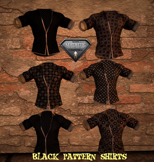 HOTLINE Half-Unbuttoned black print SHIRTS  (BOX)