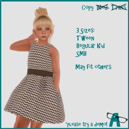 {-A-} Chevron Dress - Tween - Brown