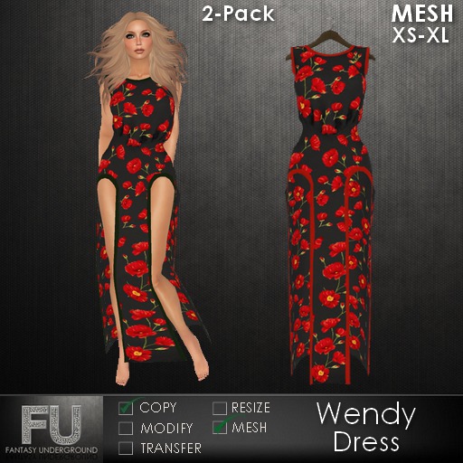 Second Life Marketplace - Wendy Open Leg Mesh Dress 2 Pack Floral Summer  Dresses