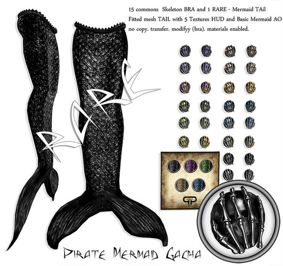 Pure Poison - Blue & Black Skeleton Mermaid Bra [BOXED]