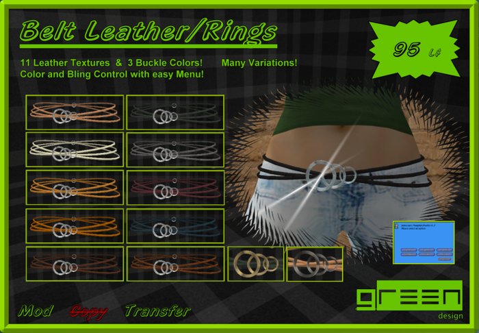 ●GD● Belt Leather/Rings Multi Color [3x11 Colors]