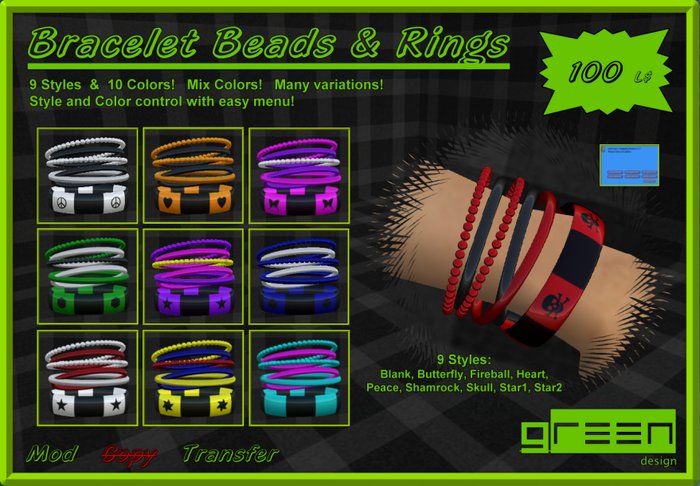●GD● Bracelet 'Beads & Rings' Multi Color [9x10 Styles]