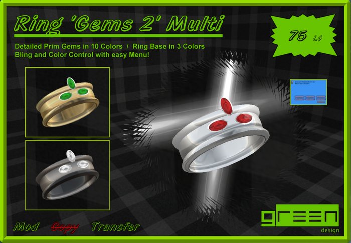 ●GD● Ring 'Gems 2' Multi Color [3x10 Color Combinations]