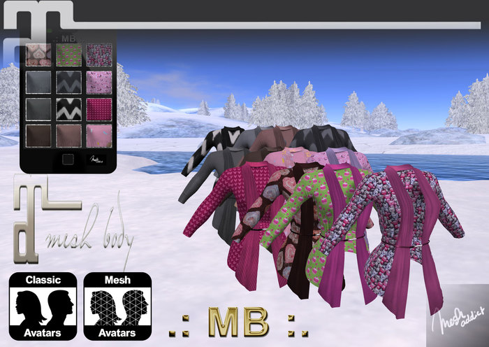 .: MB :. Cardigan with Belt and 12 Colors HUD ~ for Maitreya