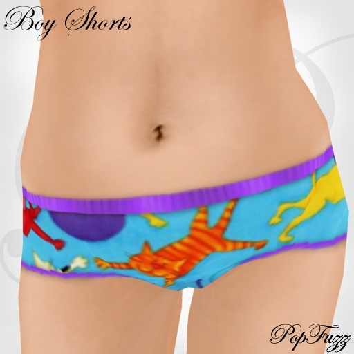 Blue Kitty Boy Shorts by PopFuzz