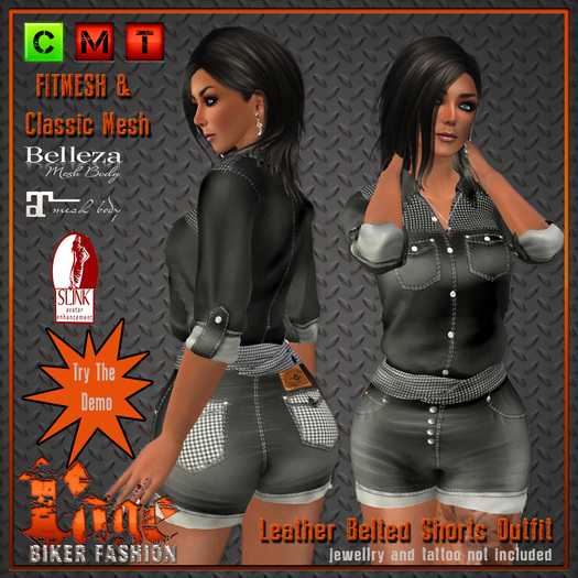 Leather Belted Shorts Set