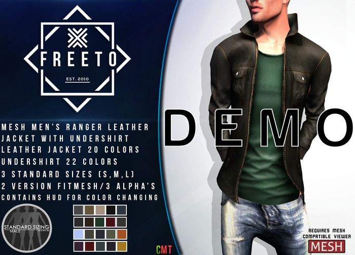 FREETO EST. 2010 - DEMO Mens RANGER Leather Jacket/Shirt w/HUD