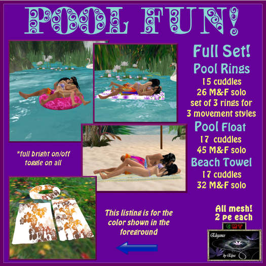 *EbE* Pool & Beach Fun (gold plumeria)