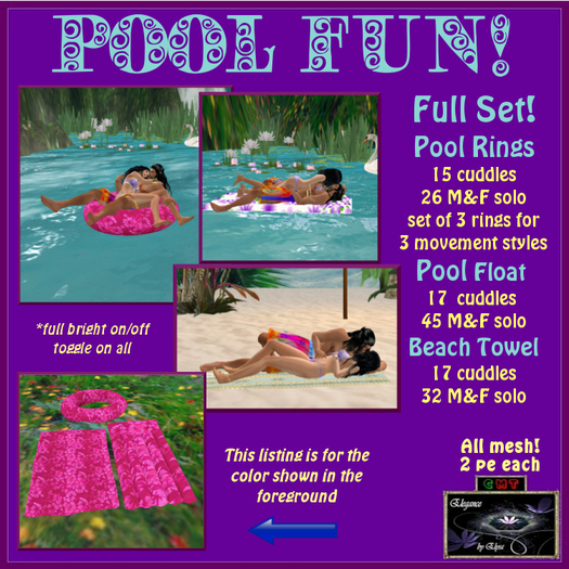 *EbE* Pool & Beach Fun (pink hibiscus) (wear me)