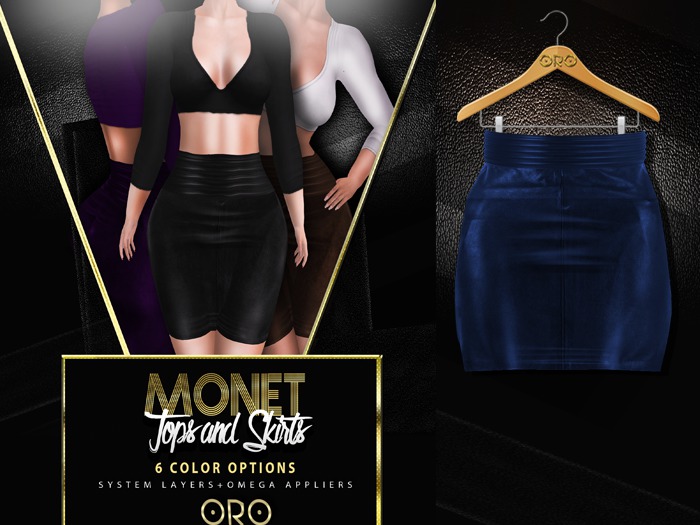 .ORO. Monet Skirt - Blue -Shopping Hud (WEAR)