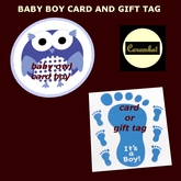 Baby boy card and gift tag pack