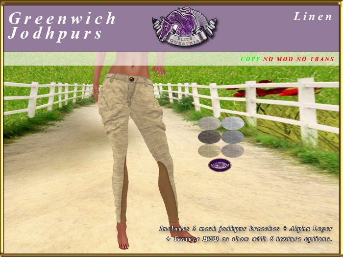 *E* Greenwich Jodhpurs [BOXED] Texture Scripted Linen
