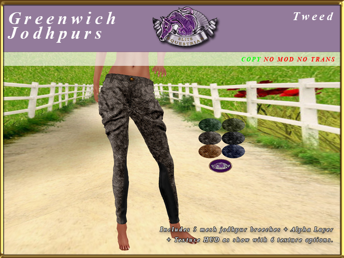 *E* Greenwich Jodhpurs [BOXED] Texture Scripted Tweed