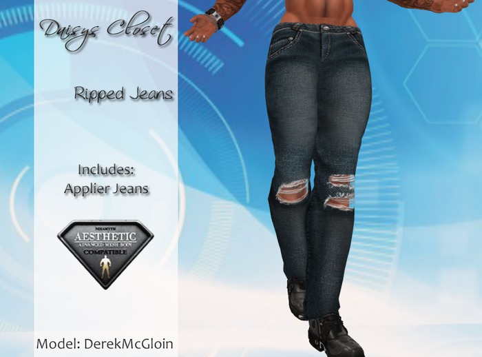 *DC - Ripped Jeans Applier Blue for Aesthetic Boxed*