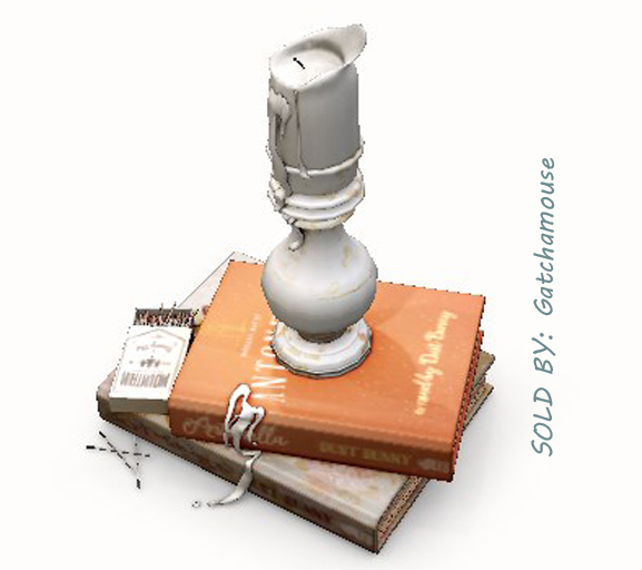 dust bunny . melted candle