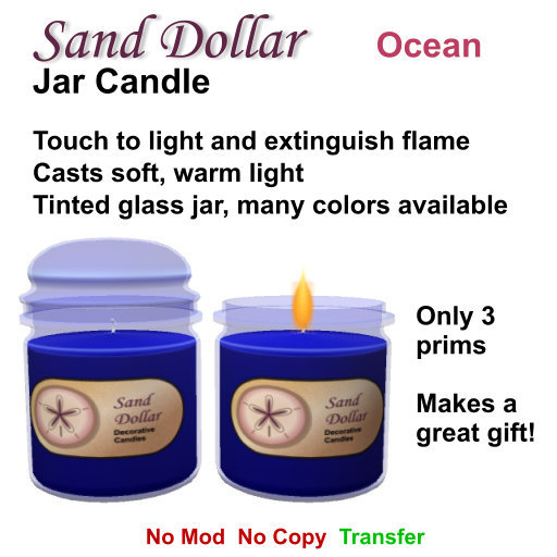 Sand Dollar Jar Candle - Ocean (packaged)