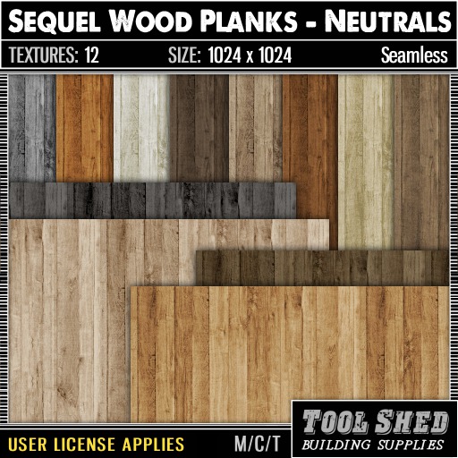 Second Life Marketplace - Tool Shed - Sequel Wood Planks - Neutrals