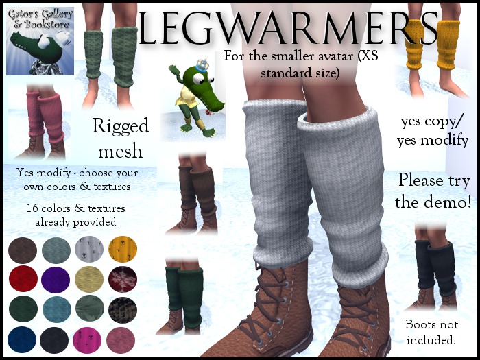 *DEMO* :GG: Legwarmers. Rigged mesh. XS standard size