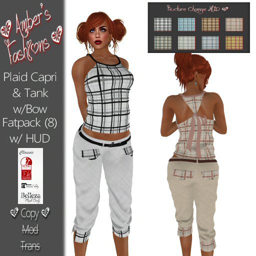 DEMO A's Fashions Plaid Capri & Tank w/Bow w/HUD