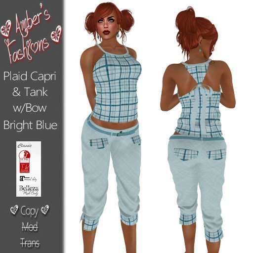 <3 A's Fashions <3 Bright Blue Plaid Capris & Tank w/Bow