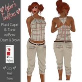 <3 A's Fashions <3 Cream/Brown Plaid Capri & Tank w/Bow