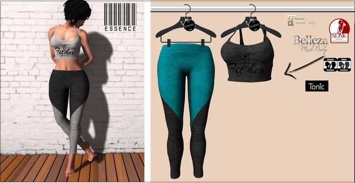 :ESSENCE: High Waist Legging'BLUE/BLACK