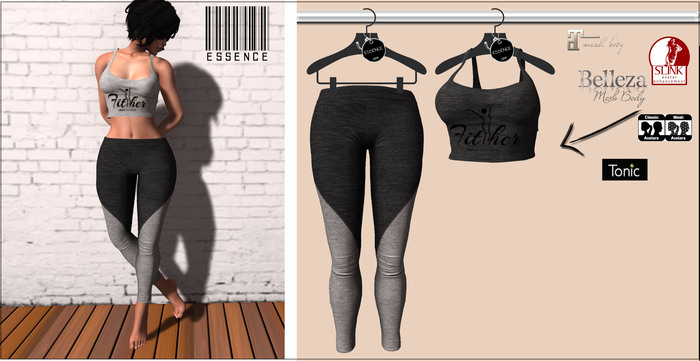 :ESSENCE: High Waist Legging' BLACK/GRAY