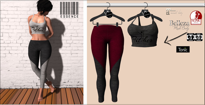:ESSENCE: High Waist Legging'WINE/BLACK