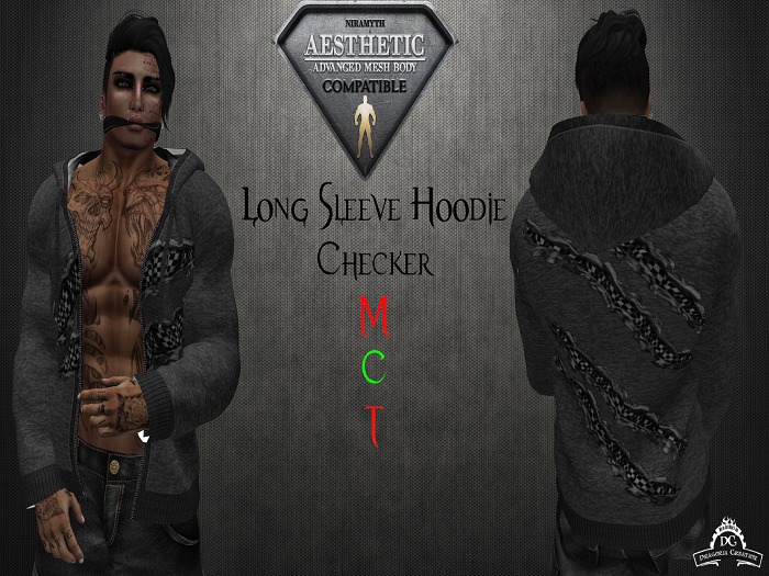 *DC* AESTHETIC Long Sleeve Hoodie  - Checker