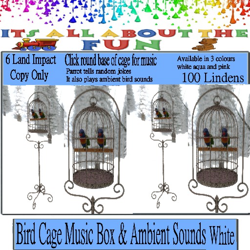 Bird Cage Music Box & Ambient Sounds White