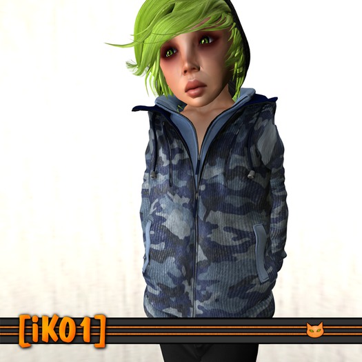 [iK01] Hooded Coat CamoBlue - TD