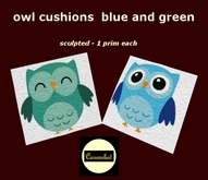 kids - owl cushions - blue and green pack