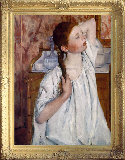 Girl Arranging Hair Painting with frame