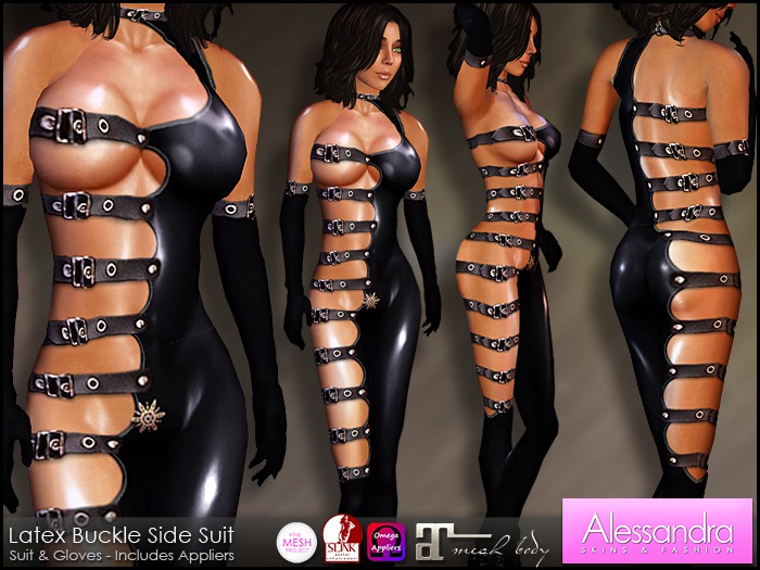ALESSANDRA - Latex Buckle Side Suit BLACK