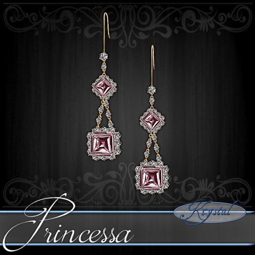 :::Krystal::: Princessa - Earrings - Gold - Rose