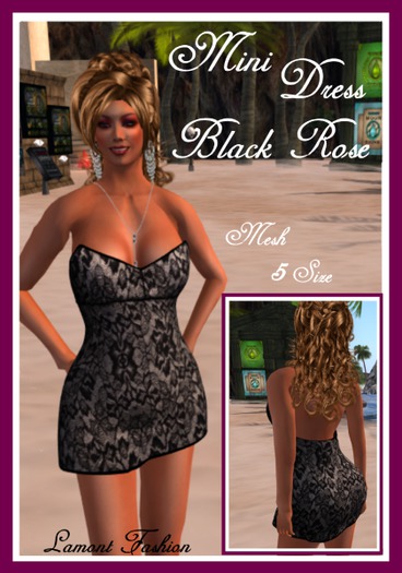 Mini Dress Black Rose