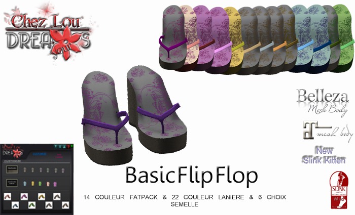 *Chez Lou* Basic Flip Flops Slink, Kitten, Belleza, Maitreya