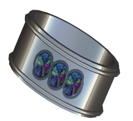 Mhaijik Kirit Three Jewels Ring