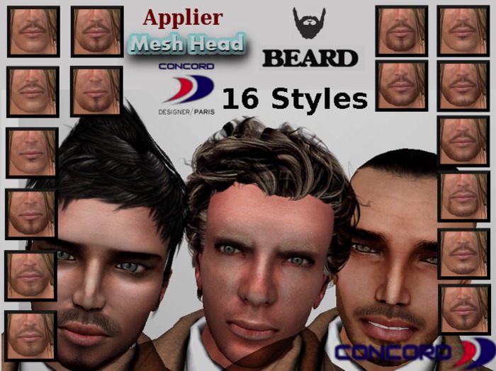 ::::CONCORD:::: Applier Mesh Head HUD Beard Brown