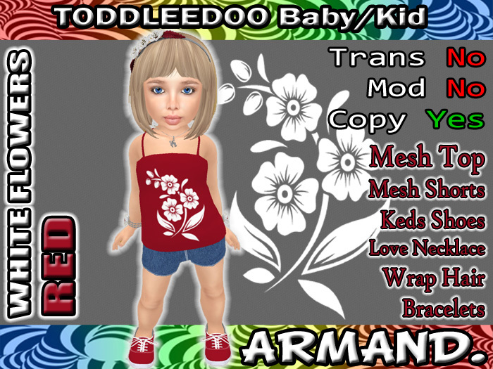 --ARMAND-- WHITE FLOWERS - RED