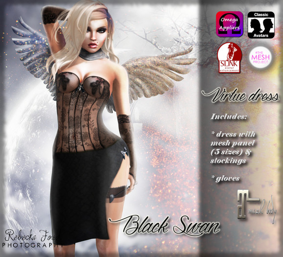 ! Black Swan ! Virtue - dress with applier, gloves, tights