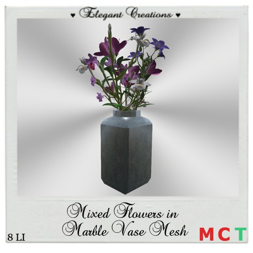 Mixed Flowers in Marble Vase Mesh Boxed